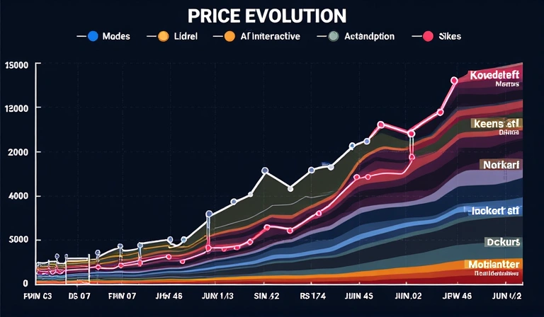 Graphique montrant l'évolution des prix de skins populaires