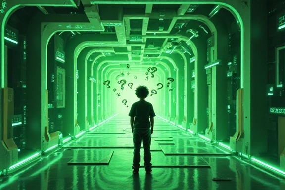 Illustration d'un personnage de jeu perdu dans un labyrinthe