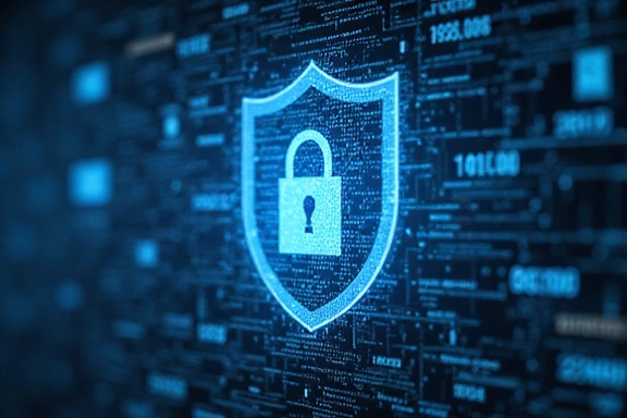 Un bouclier numérique protégeant des données, symbolisant la cybersécurité