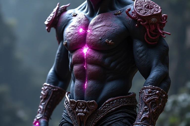 Un skin de personnage de jeu vidéo, arborant des détails complexes et une aura mystique, représentant un objet de collection de grande valeur.